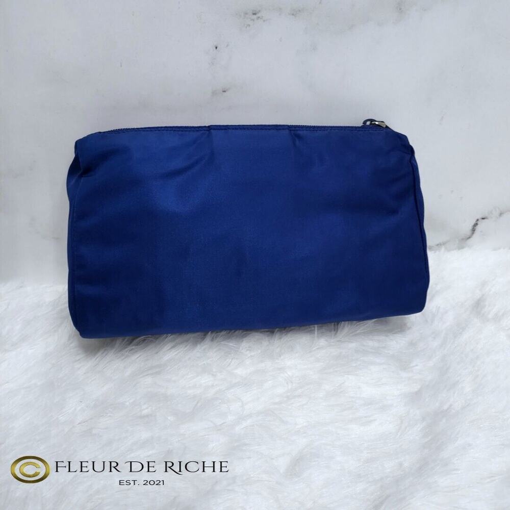 Prada Necessaire Tessuto Nylon Medium Toiletry Clutch Case Blue Bleuette 1NA012 - Picture 4 of 11